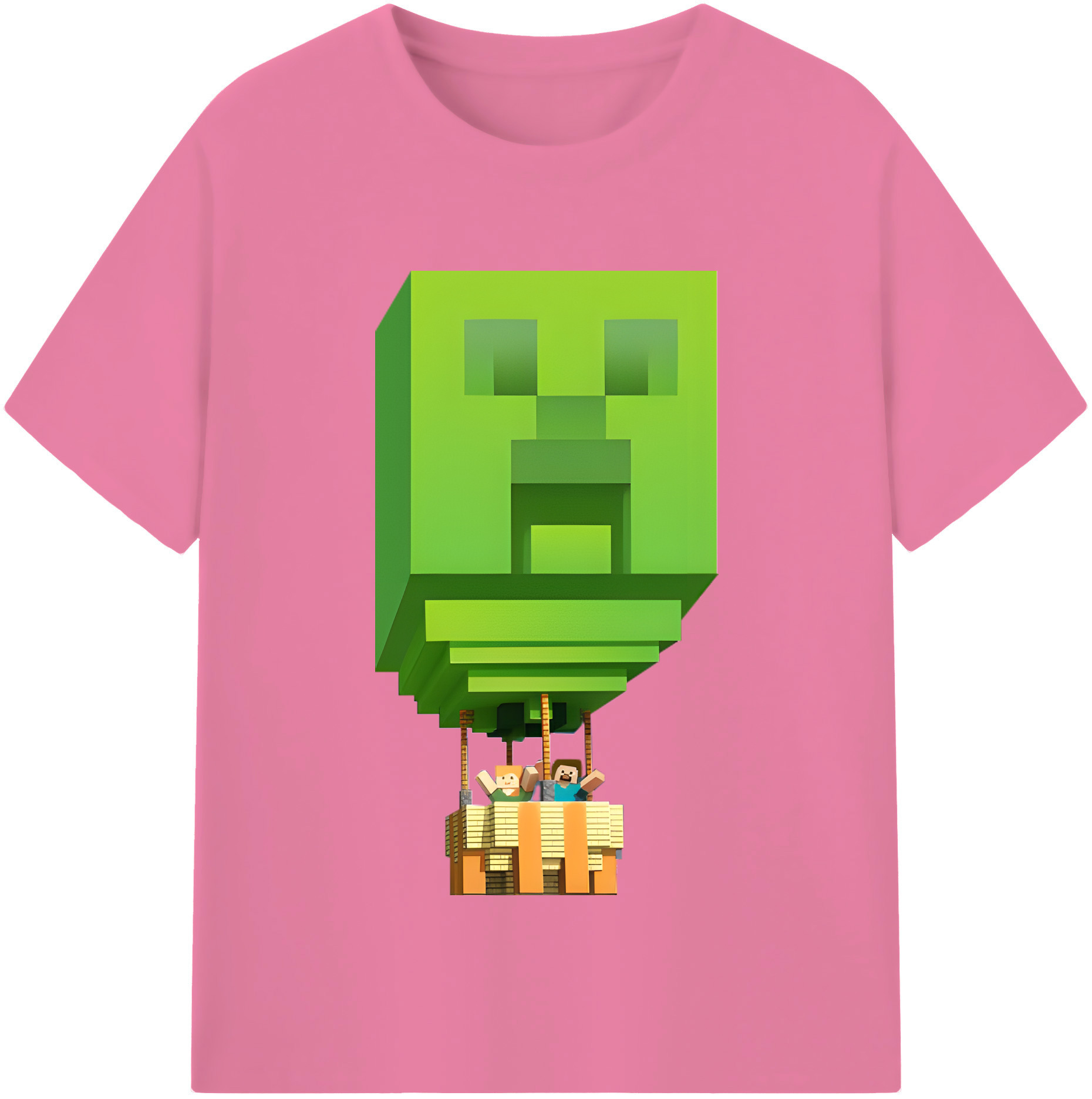 （画像用） マインクラフト ブロックの世界 Minecraft MC Block world 綿100％半袖Tシャツ（フロントプリント）